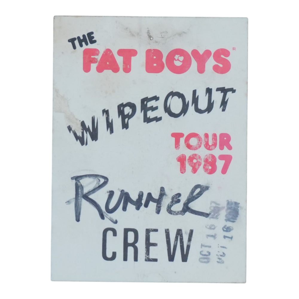 1987 The Fat Boys Wipeout Tour Backstage Pass - front