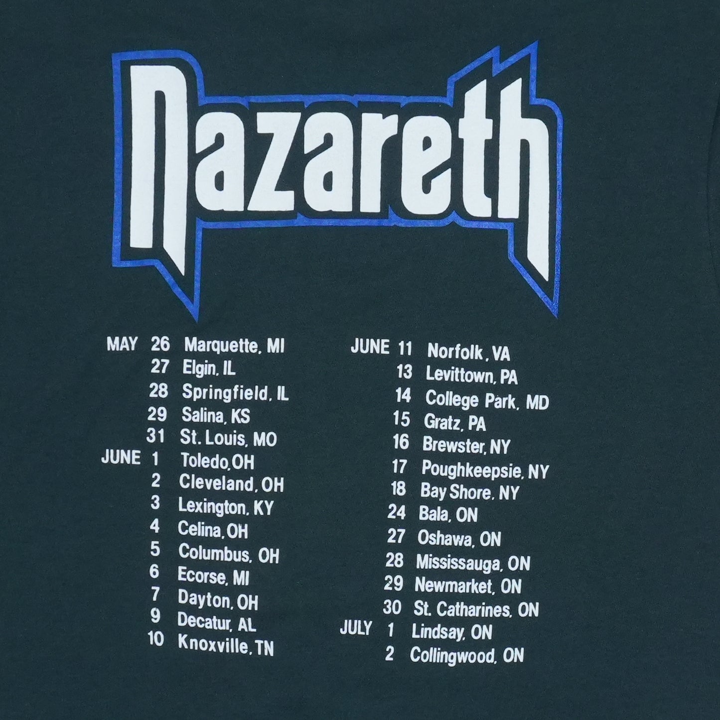 1988 Nazareth 20th Anniversary Fox Tour Shirt