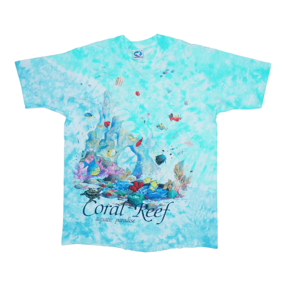 1992 Coral Reef Aquatic Paradise Liquid Blue Tie Dye Shirt