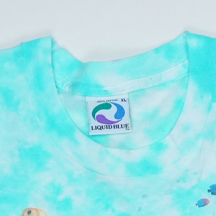 1992 Coral Reef Aquatic Paradise Liquid Blue Tie Dye Shirt