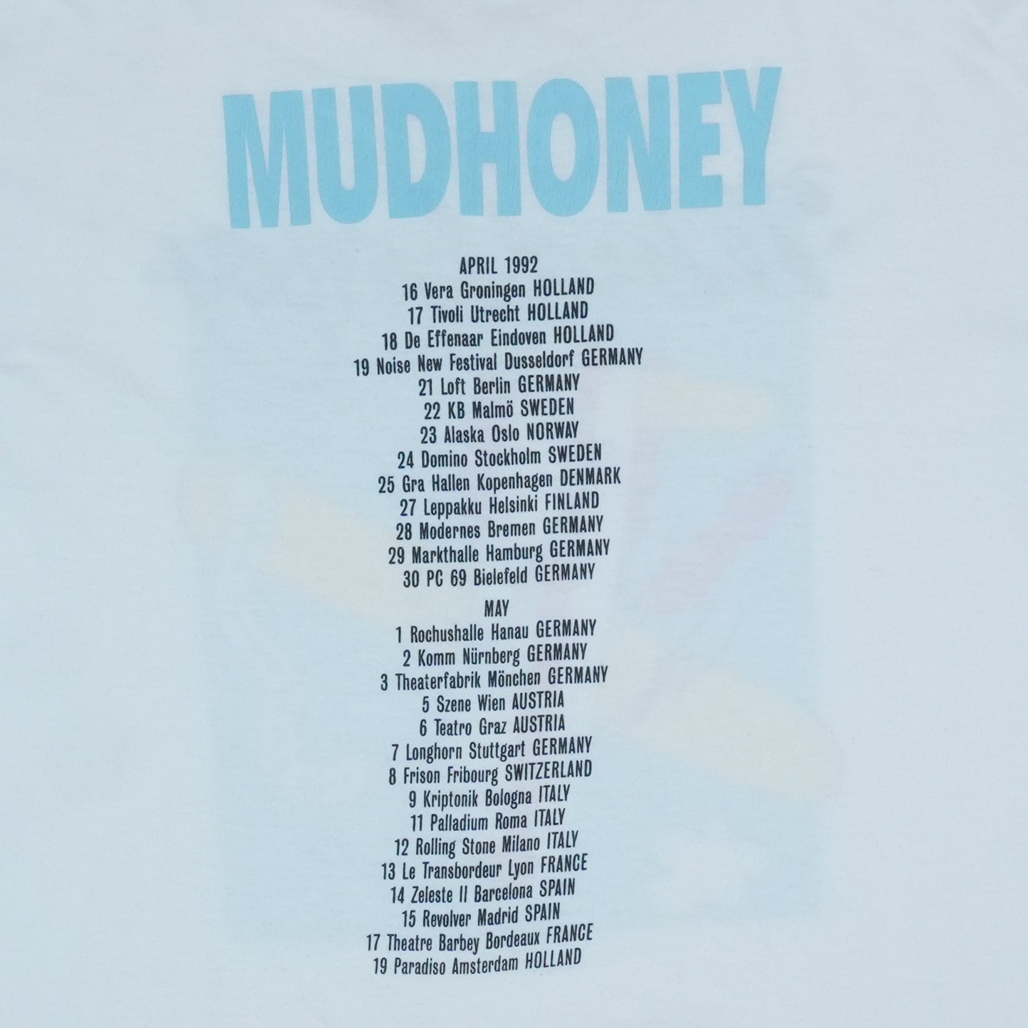 1992 Mudhoney European Tour Shirt
