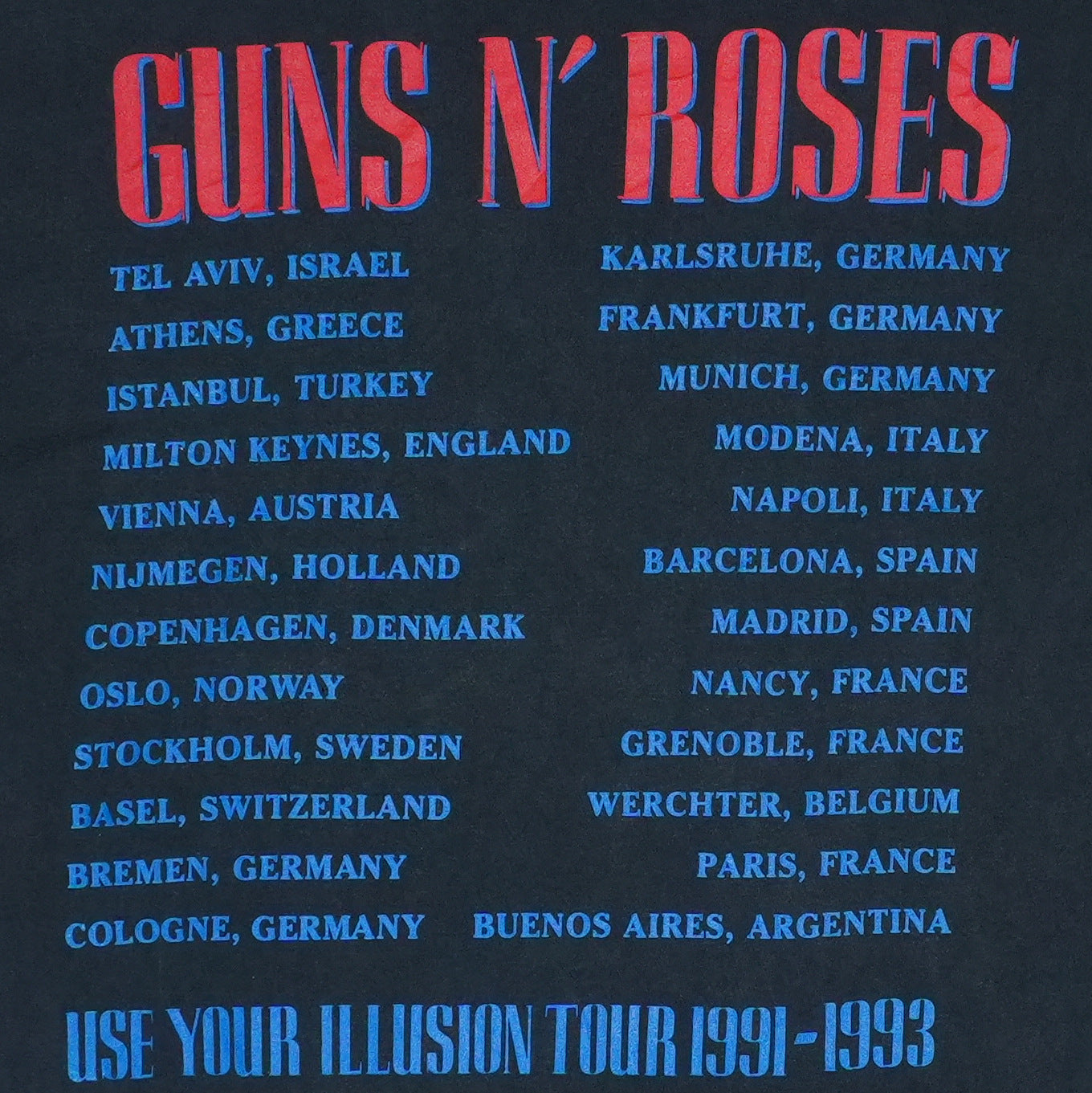 1992 Guns N Roses Use Your Illusion Tour Shirt