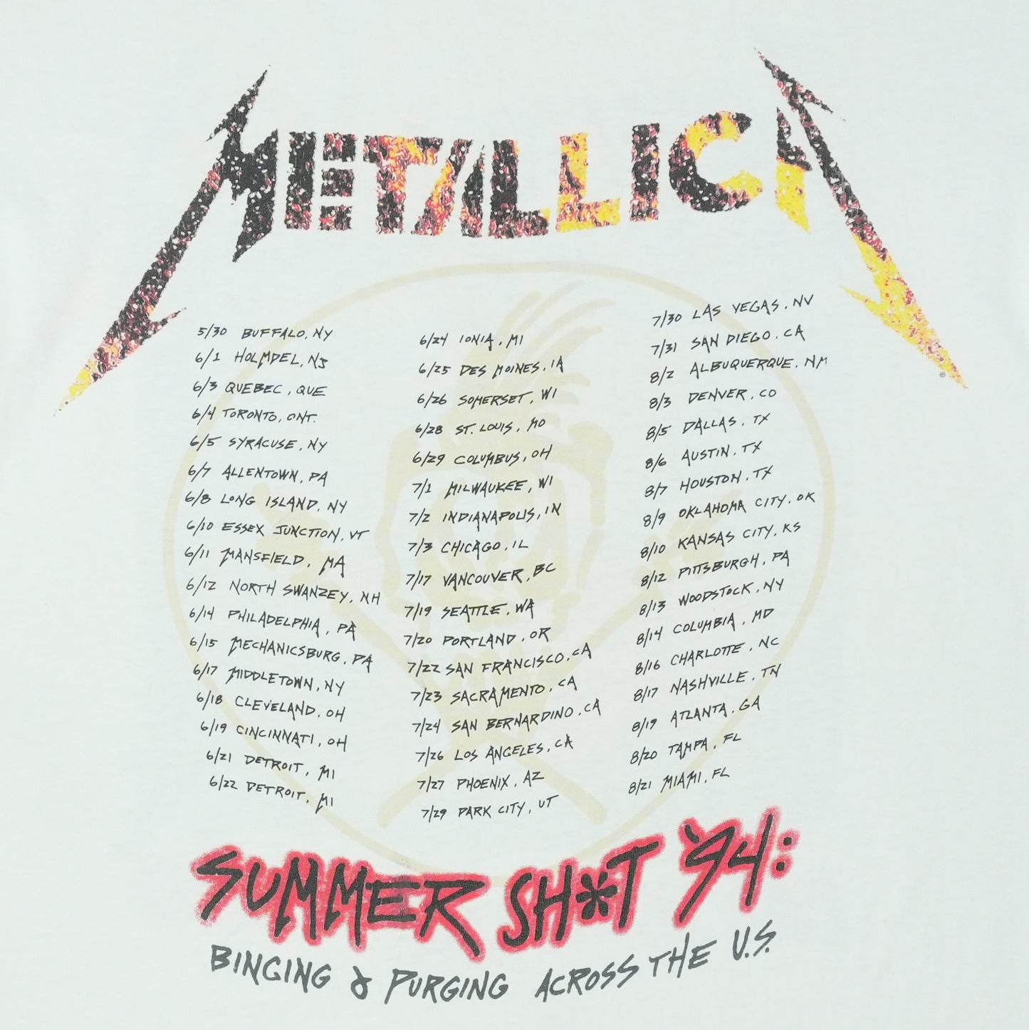 1994 Metallica Binge & Purge Tour Shirt