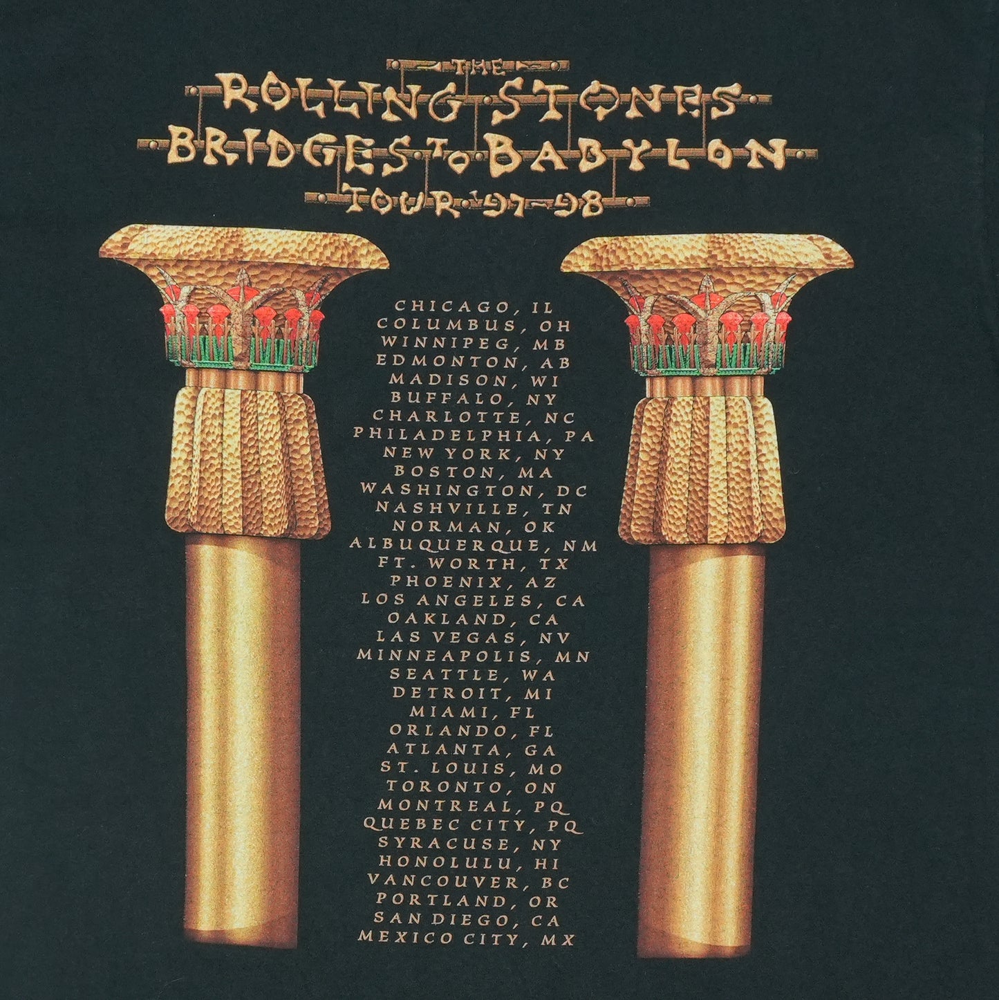 1997 Rolling Stones Bridges To Babylon Tour Shirt Detail