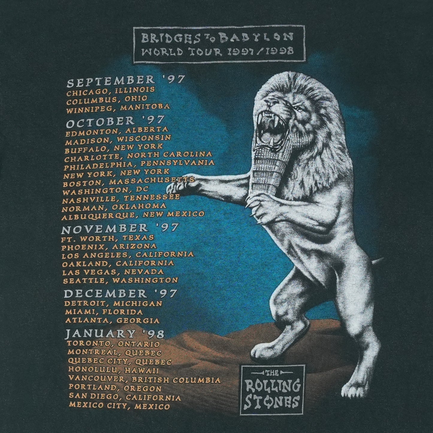 1997 Rolling Stones Bridges To Babylon Tour Shirt