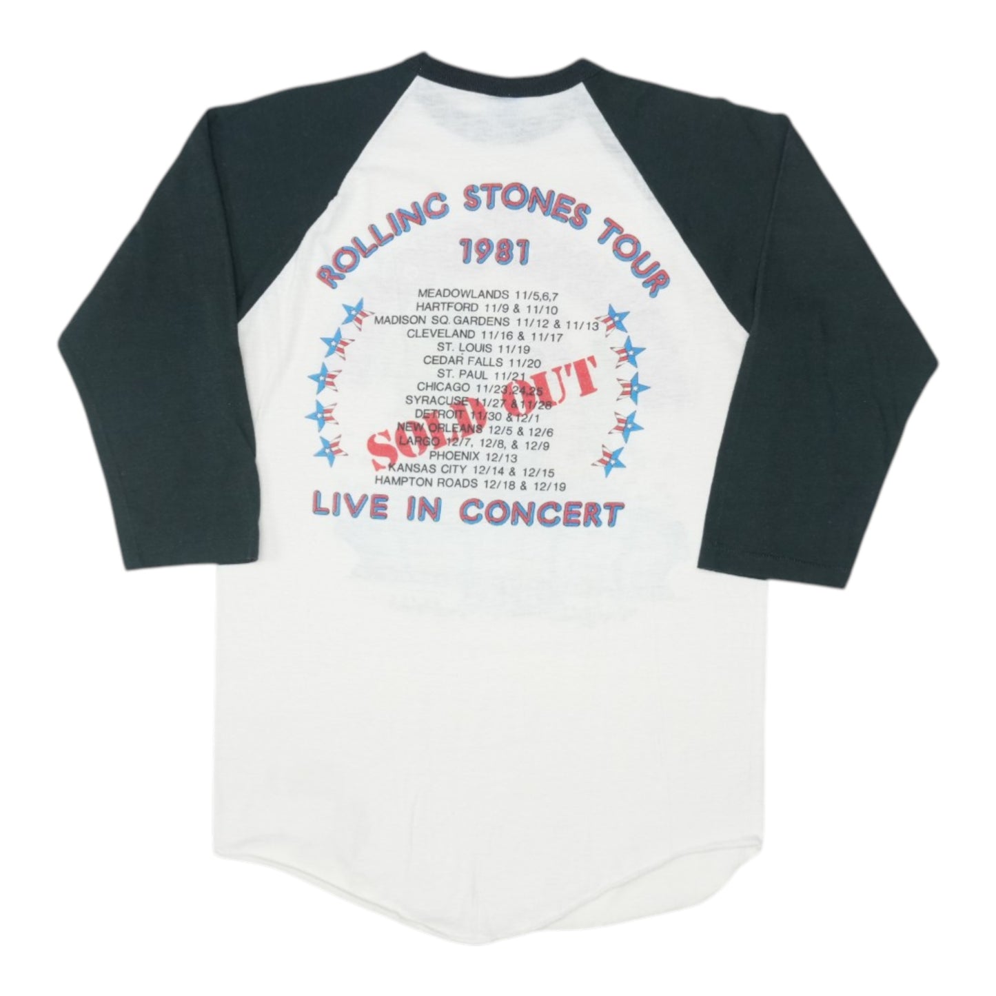 1981 Rolling Stones Tour Jersey Shirt Back