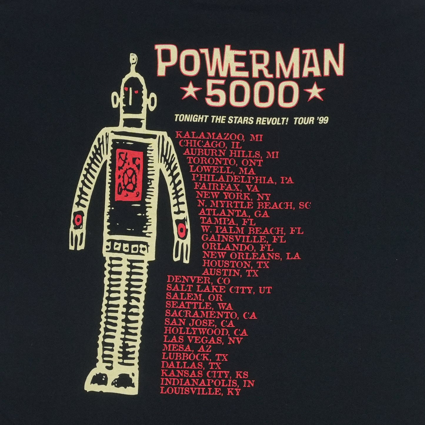 1999 Powerman 5000 Tonight The Stars Revolt Shirt Detail