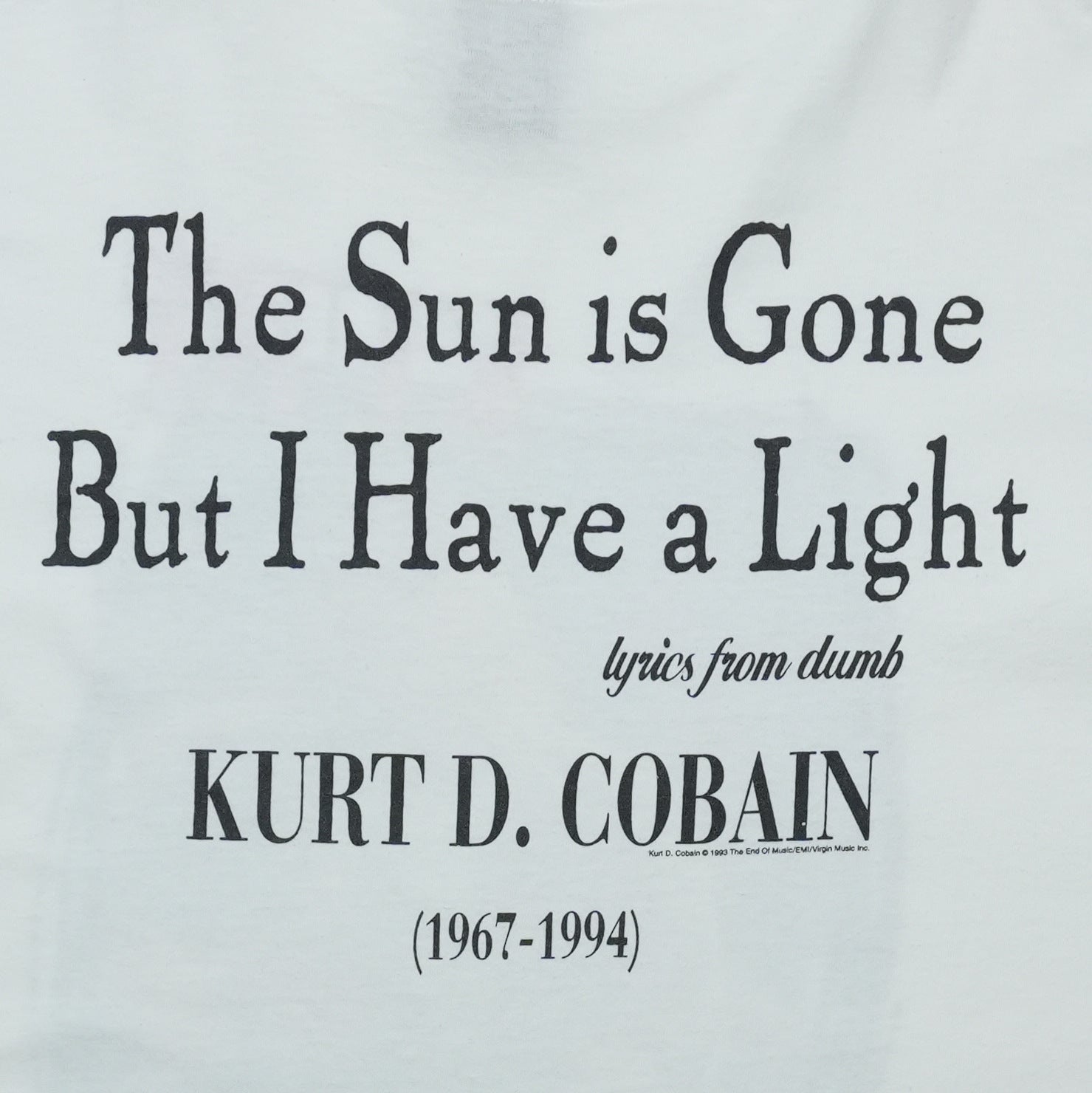 1995 Kurt Cobain Memorial The Sun is Gone Nirvana Shirt | WyCo Vintage
