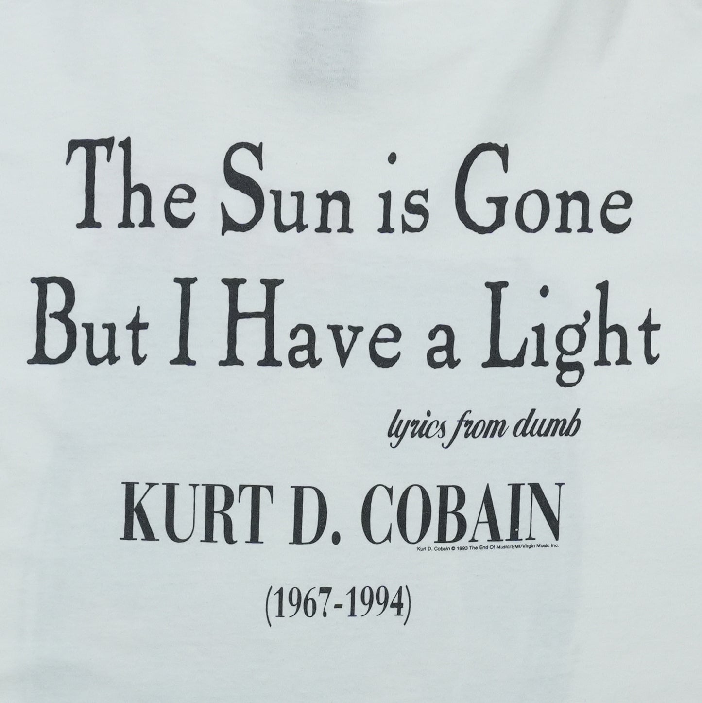 1995 Kurt Cobain Memorial The Sun is Gone Nirvana Shirt