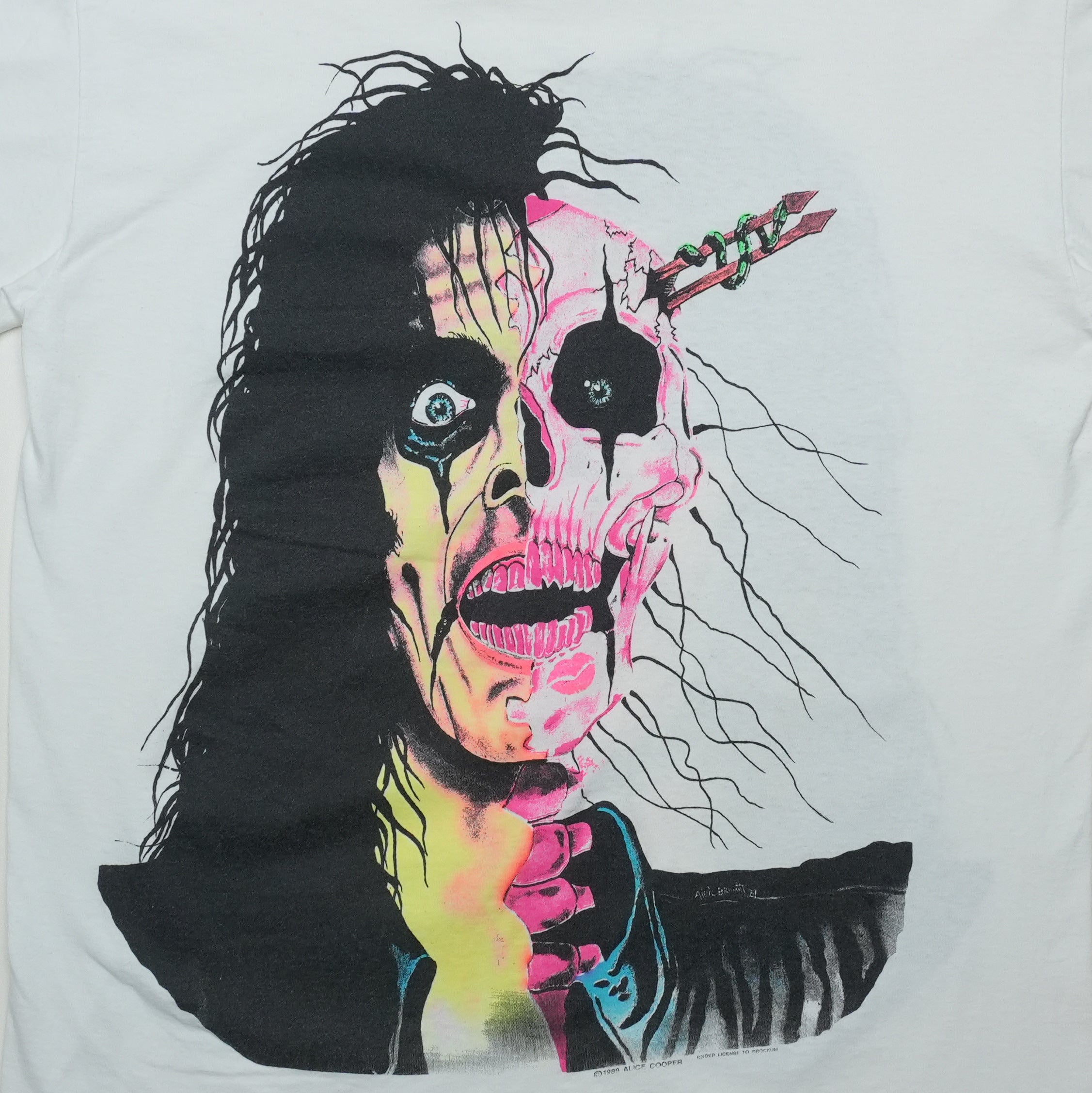 1989 ALICE COOPER BROCKUM 墨黒 フェードTシャツ 1989 Alice Cooper