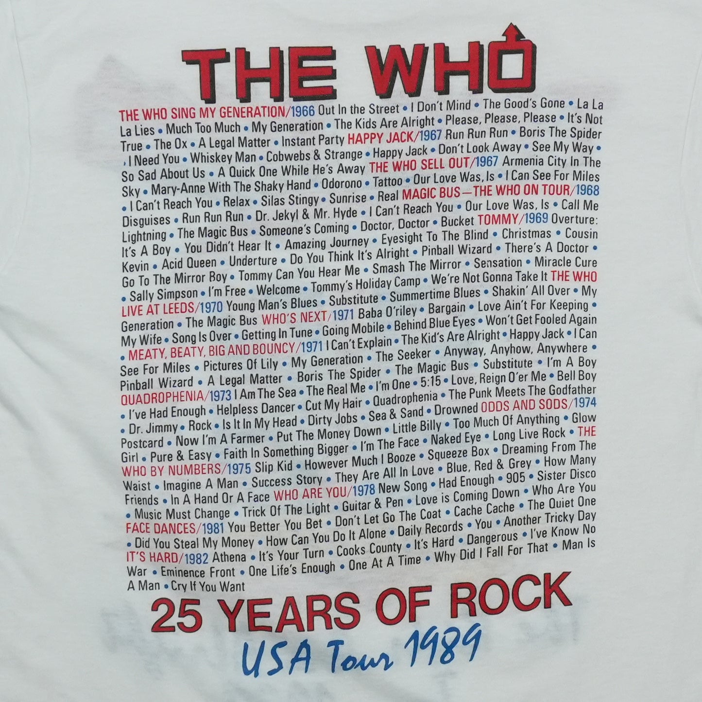 1989 The Who Kids Are Alright Tour Shirt