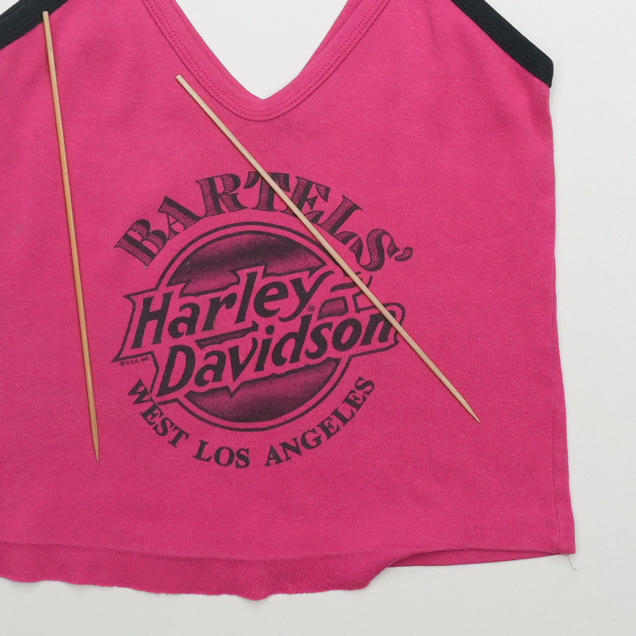 1990s Bartels Harley Davidson West Los Angeles Pink Tank Top