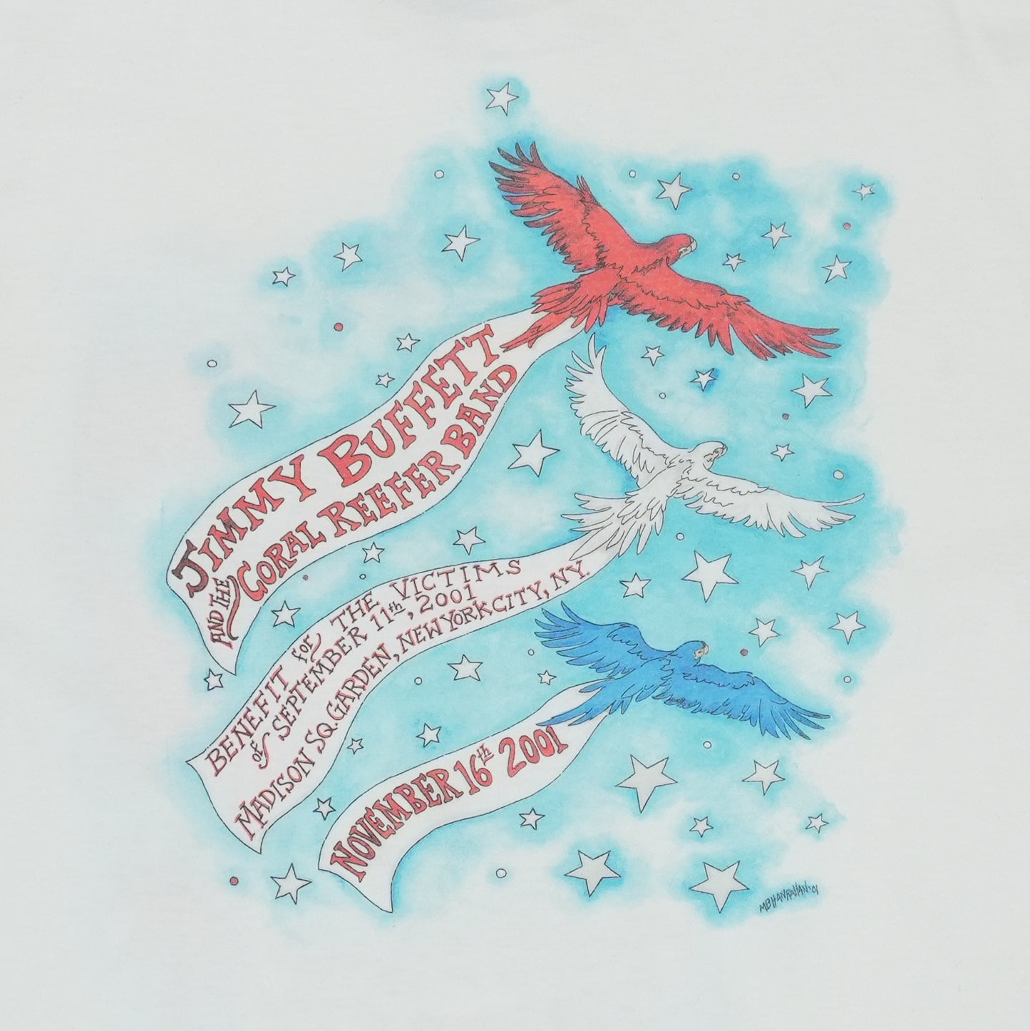 2001 Jimmy Buffett September 11th Benefit Concert Shirt