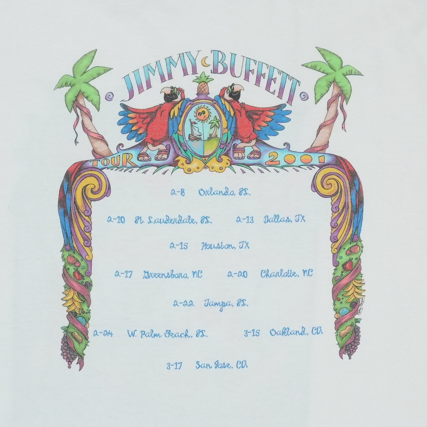 2001 Jimmy Buffett Tour Shirt