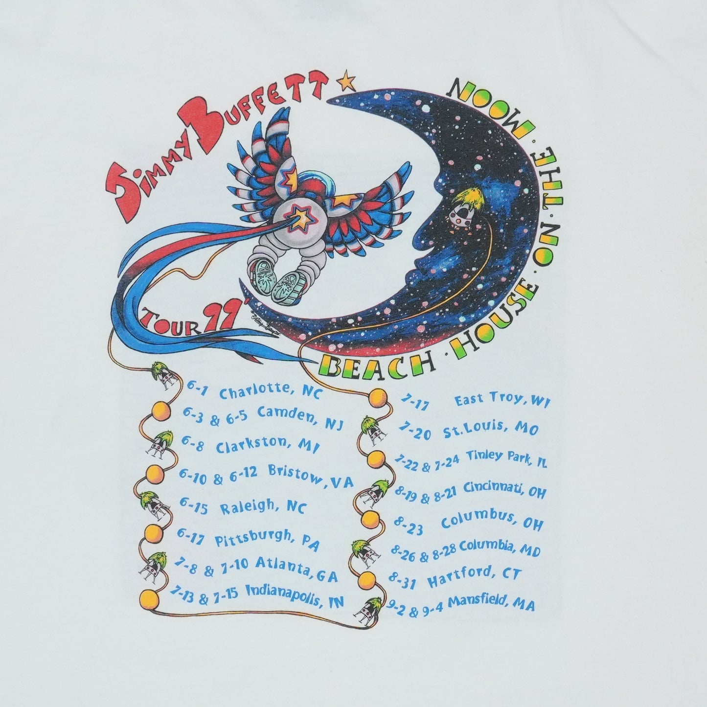 1999 Jimmy Buffett Beach House On The Moon Tour Shirt