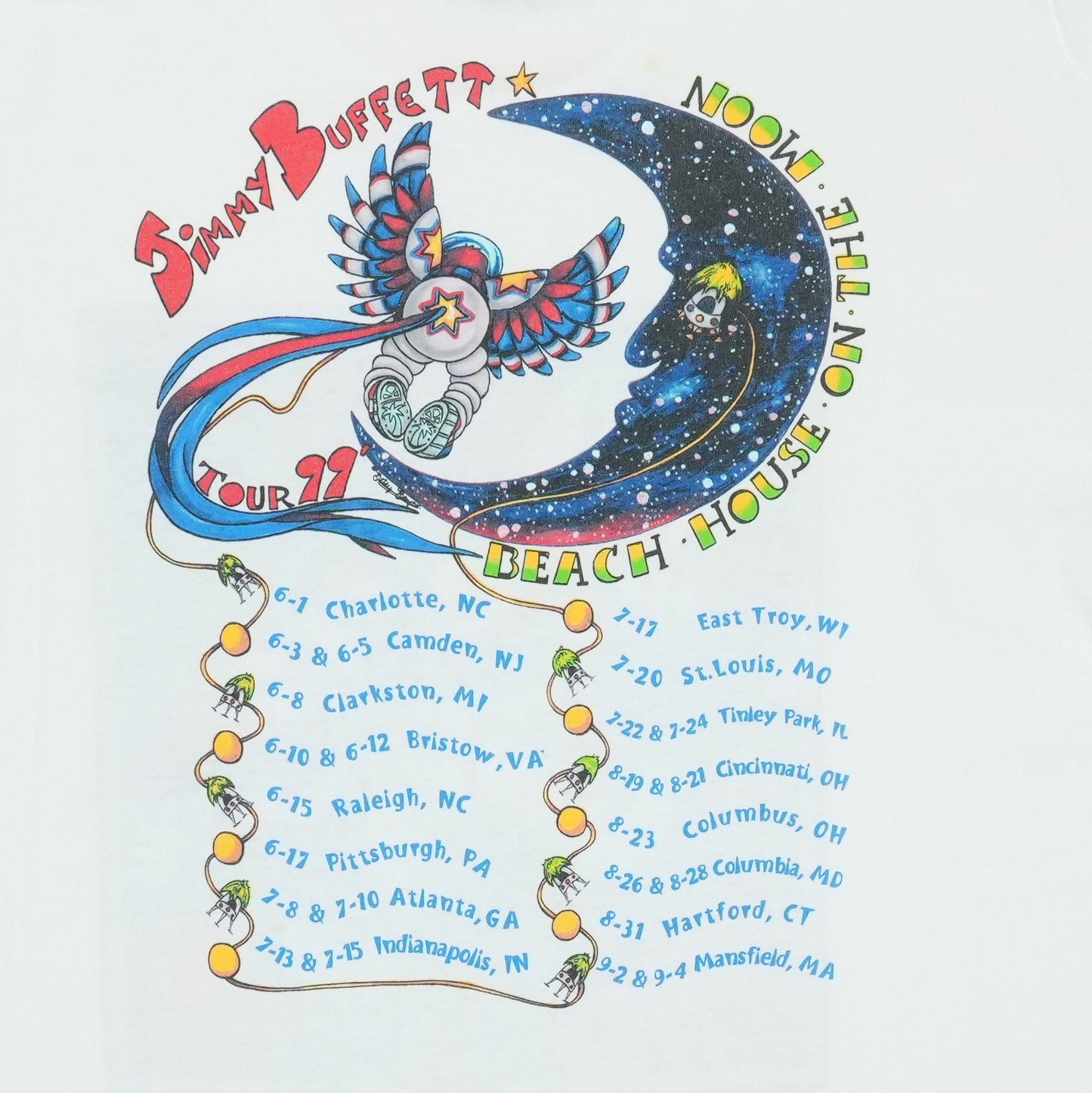 1999 Jimmy Buffett Beach House On The Moon Tour Shirt