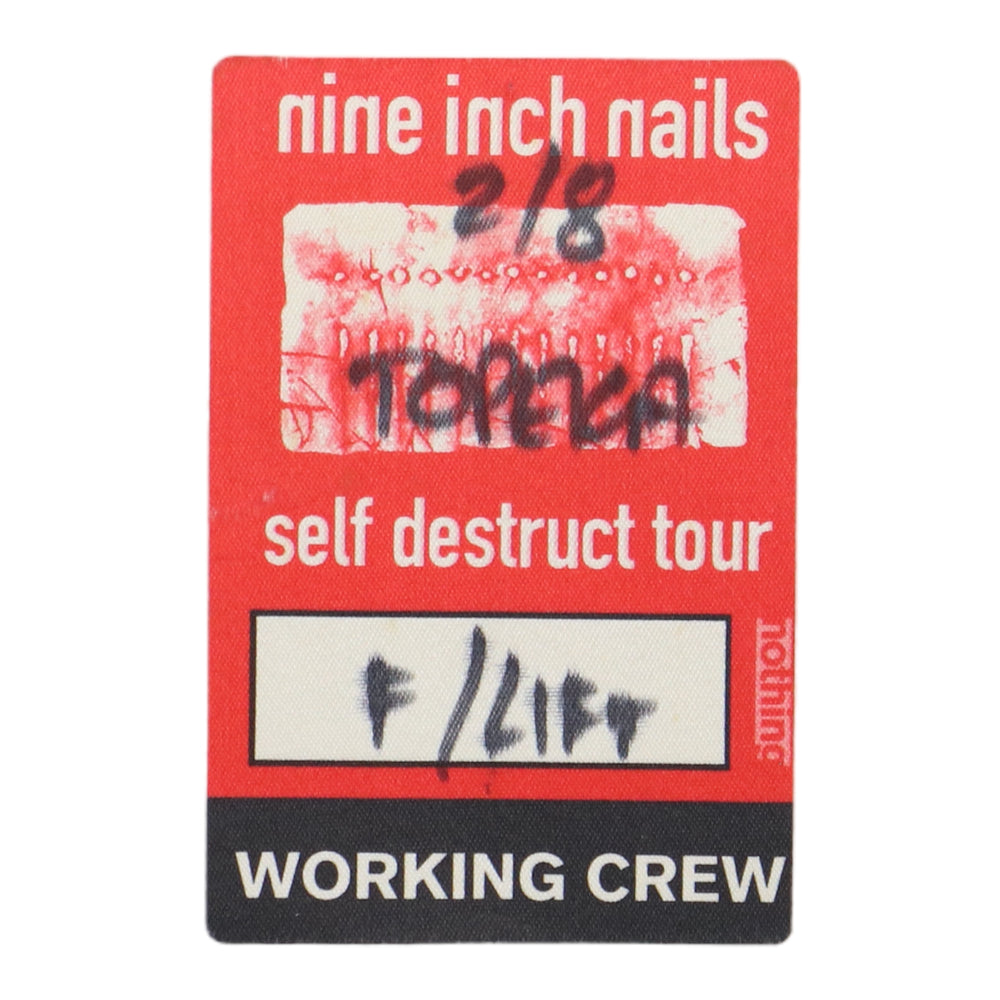 1994 Nine Inch Nails Self Destruct Backstage Pass