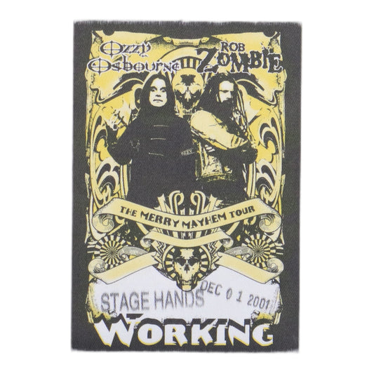 2001 Ozzy Osbourne Rob Zombie Backstage Pass