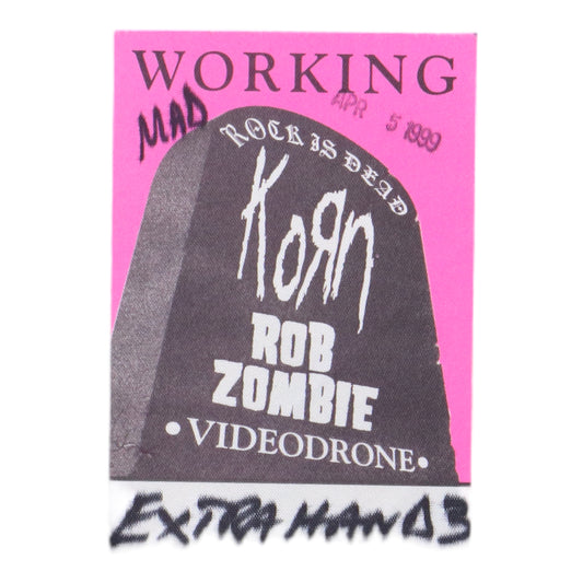 1999 Korn Rob Zombie Backstage Pass