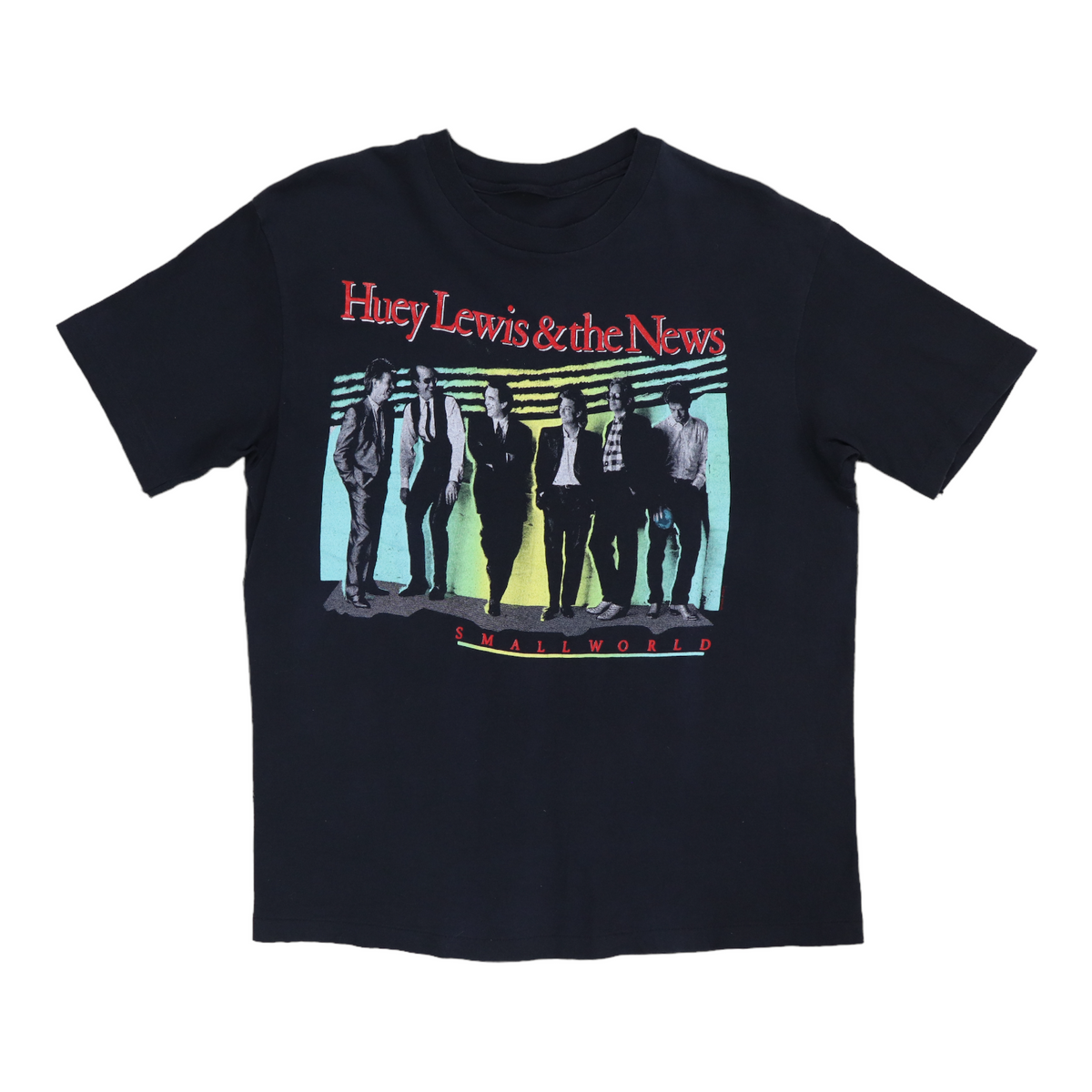 heuy lewis&the news ヒューイ・ルイス&ザ・ニュース　Tシャツ 1988 Huey Lewis & The News Small World Shirt | Authentic Vintage
