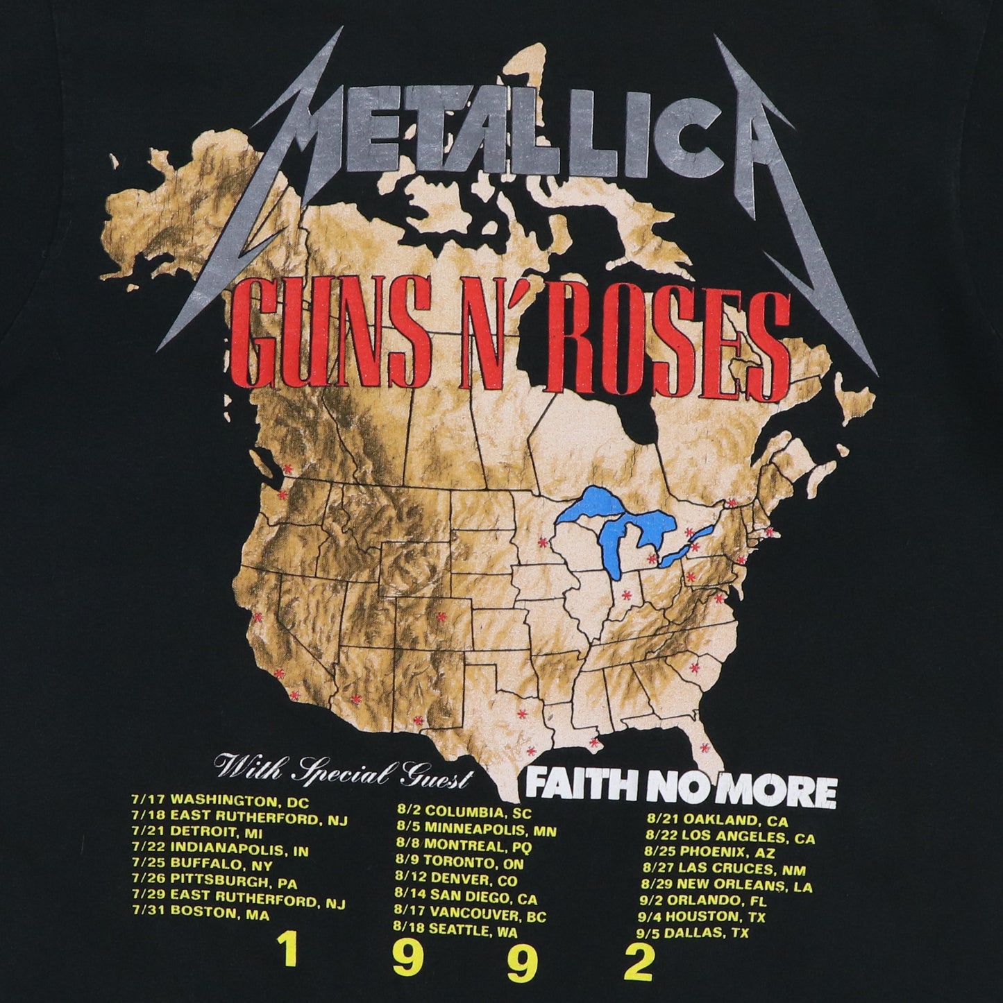 1992 Guns N Roses Metalica Tour Shirt