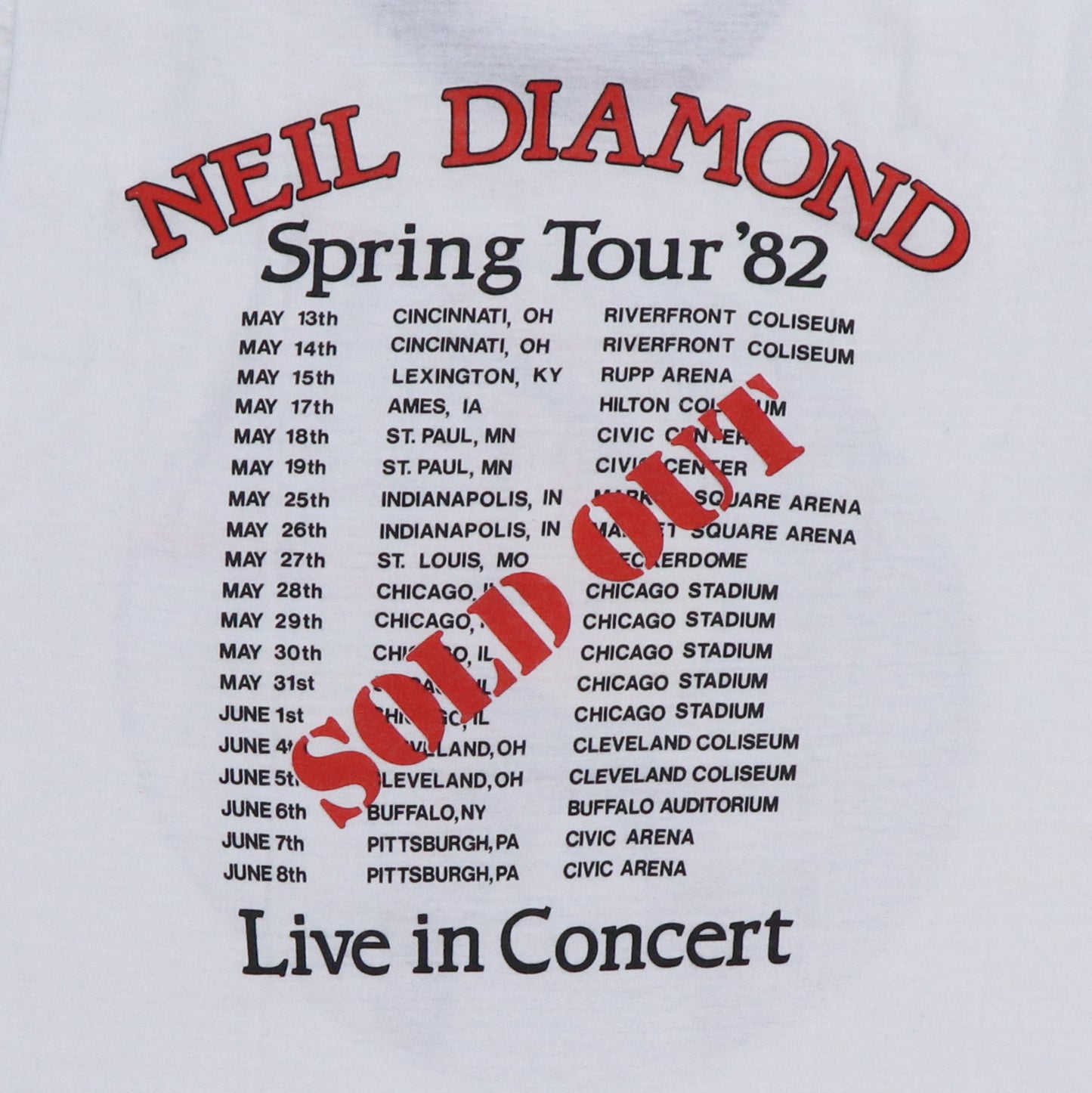 1982 Neil Diamond World Tour Shirt