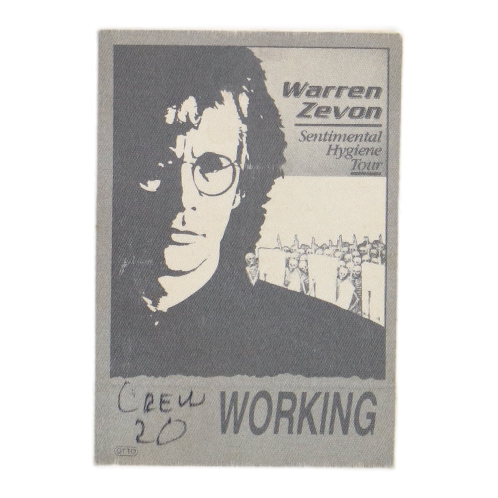1987 Warren Zevon Backstage Pass
