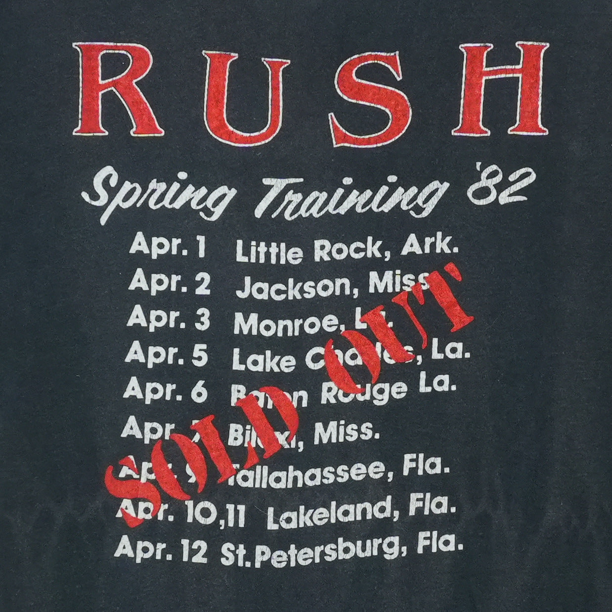 1982 Rush Exit Stage Left Tour Shirt Front Detail 2