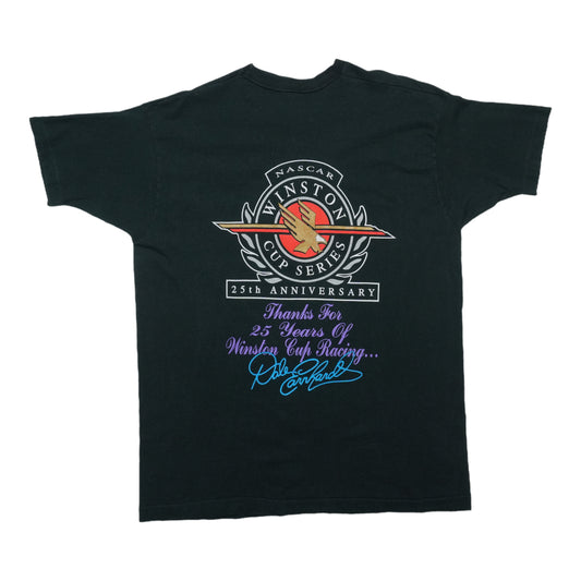 1990s Dale Earnhardt Red Hot Silver Night 25th Anniversary Winston Cup Shirt Back