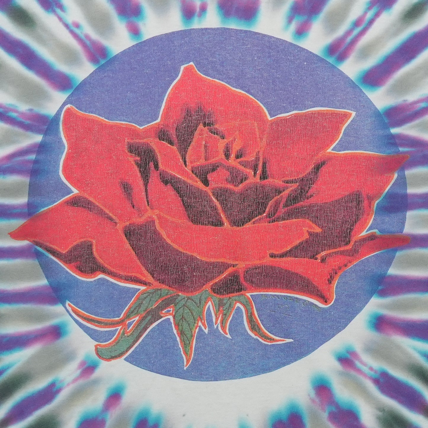 1990s Grateful Dead Skull and Roses Tie Dye Shirt Detail