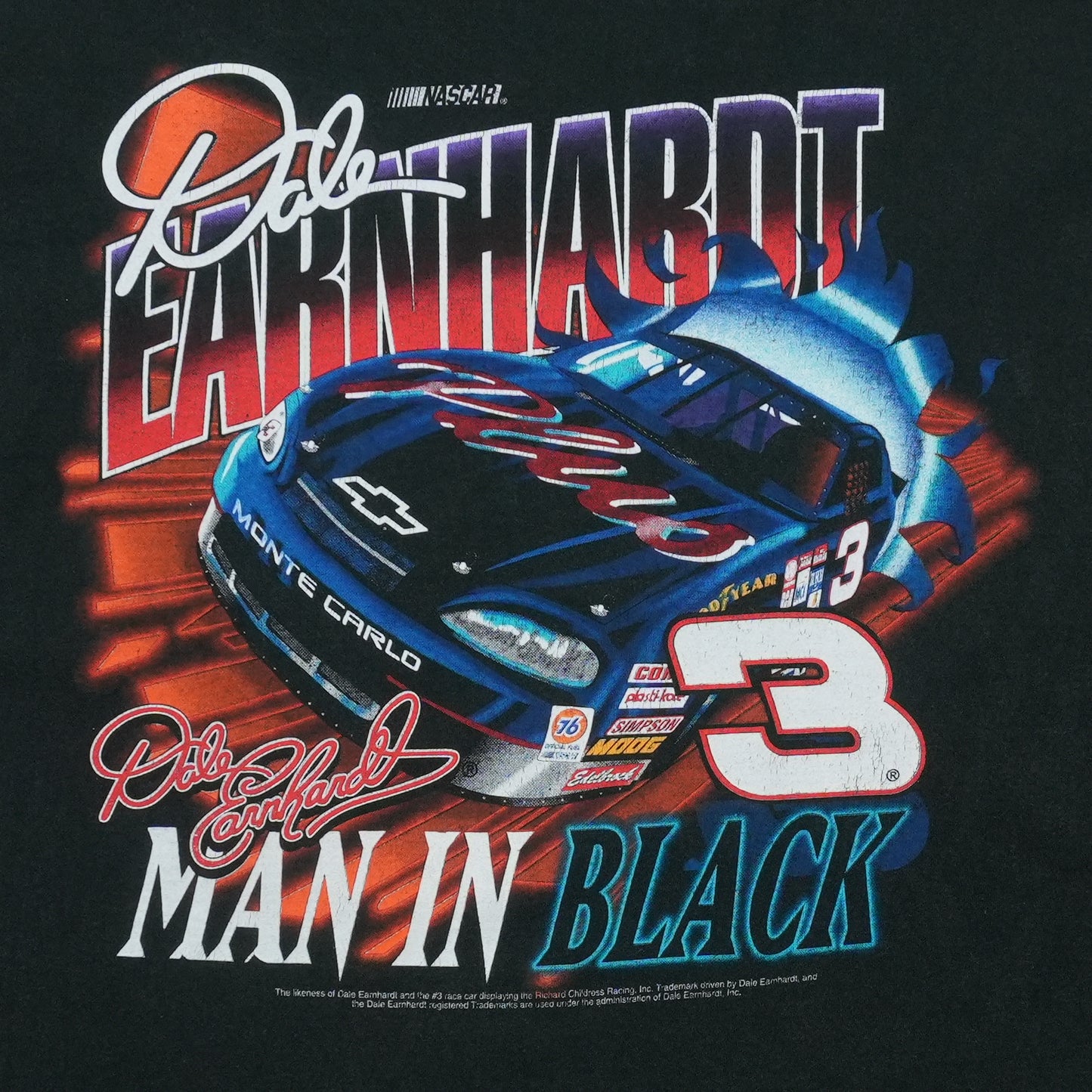 1990s Dale Earnhardt Man In Black RCR Shirt Detail