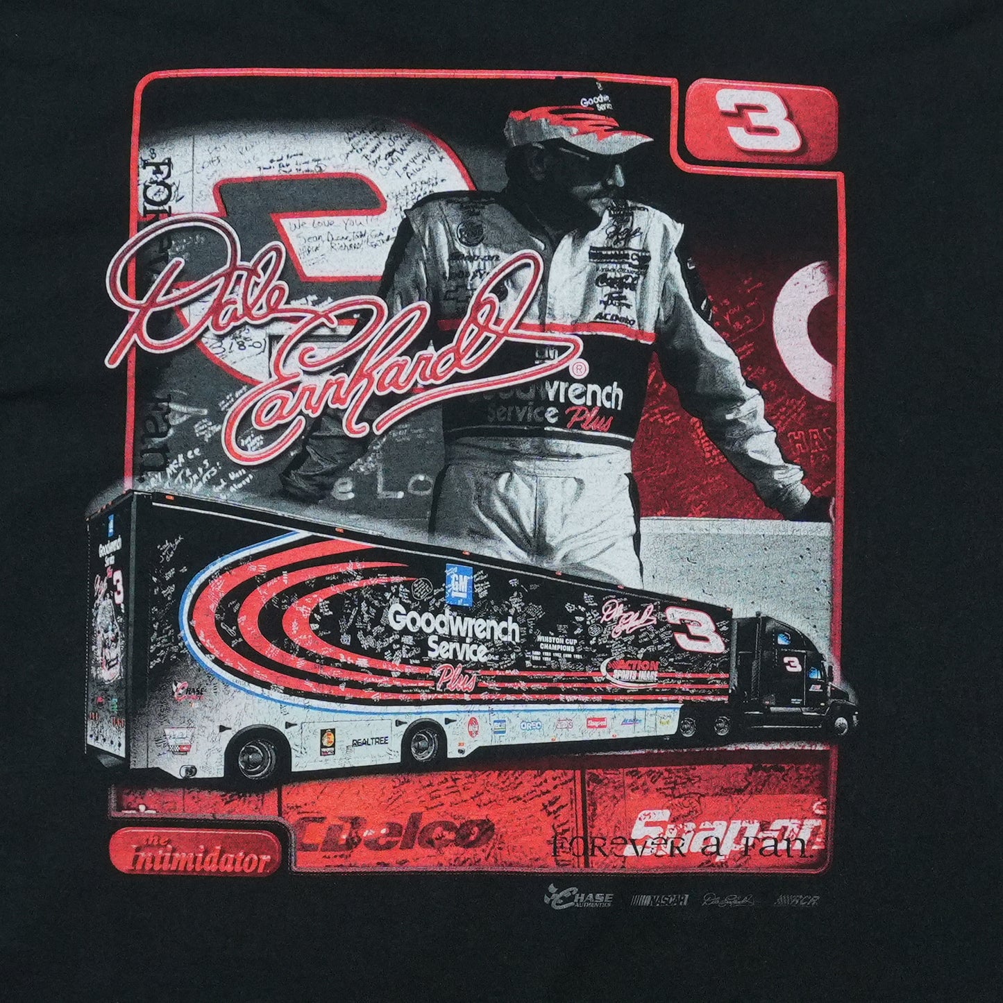 1990s Dale Earnhardt Jet Black Attack Shirt Detail