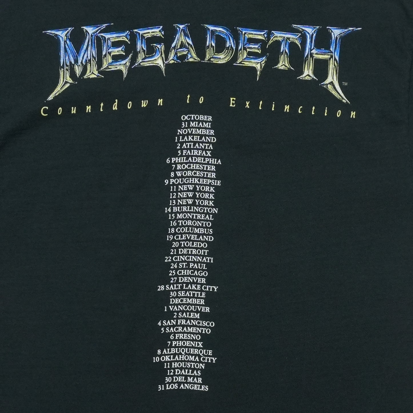 1992 Megadeth Countdown to Extinction Tour Shirt Detail 1