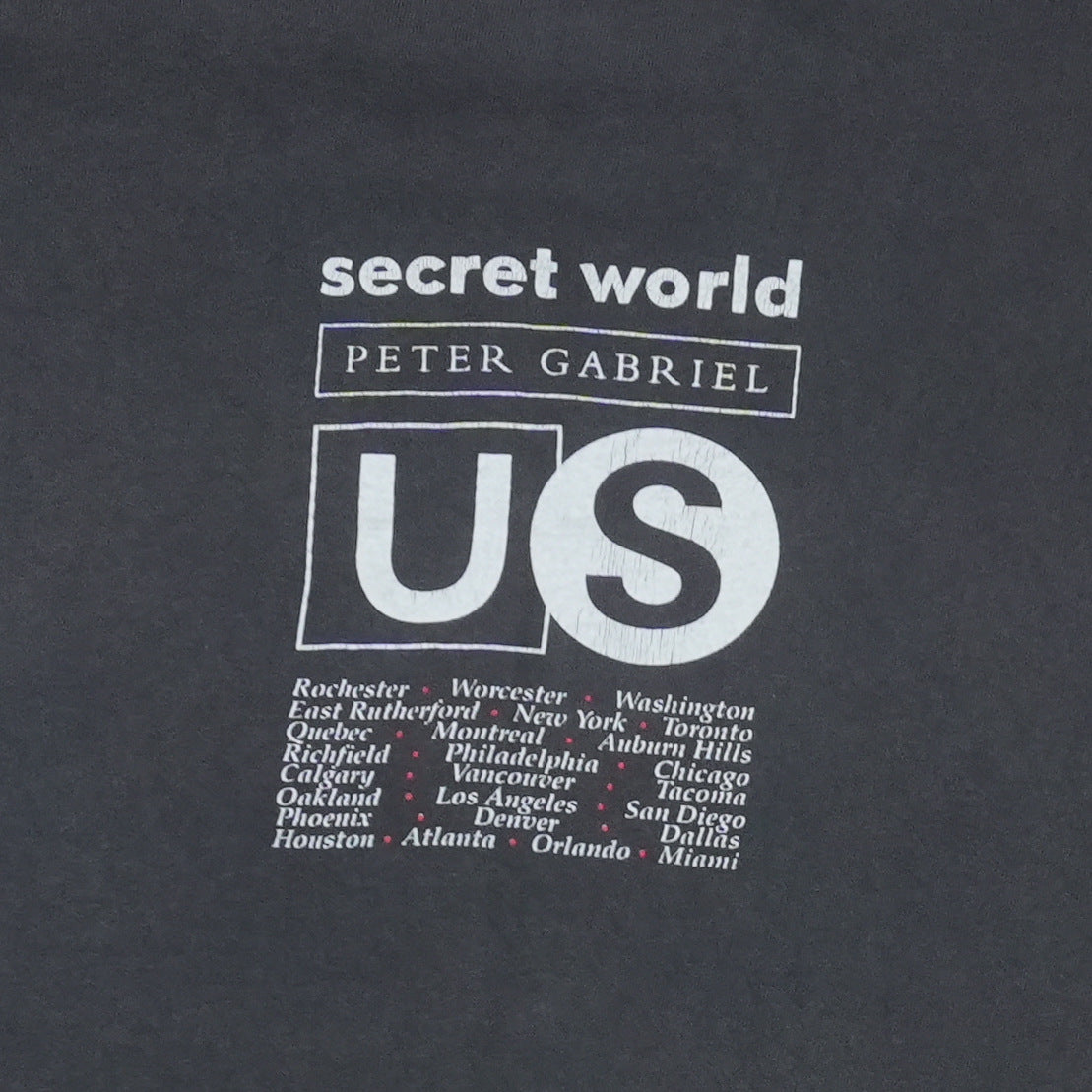 1992 Peter Gabriel Secret World Tour Shirt Back Detail 2