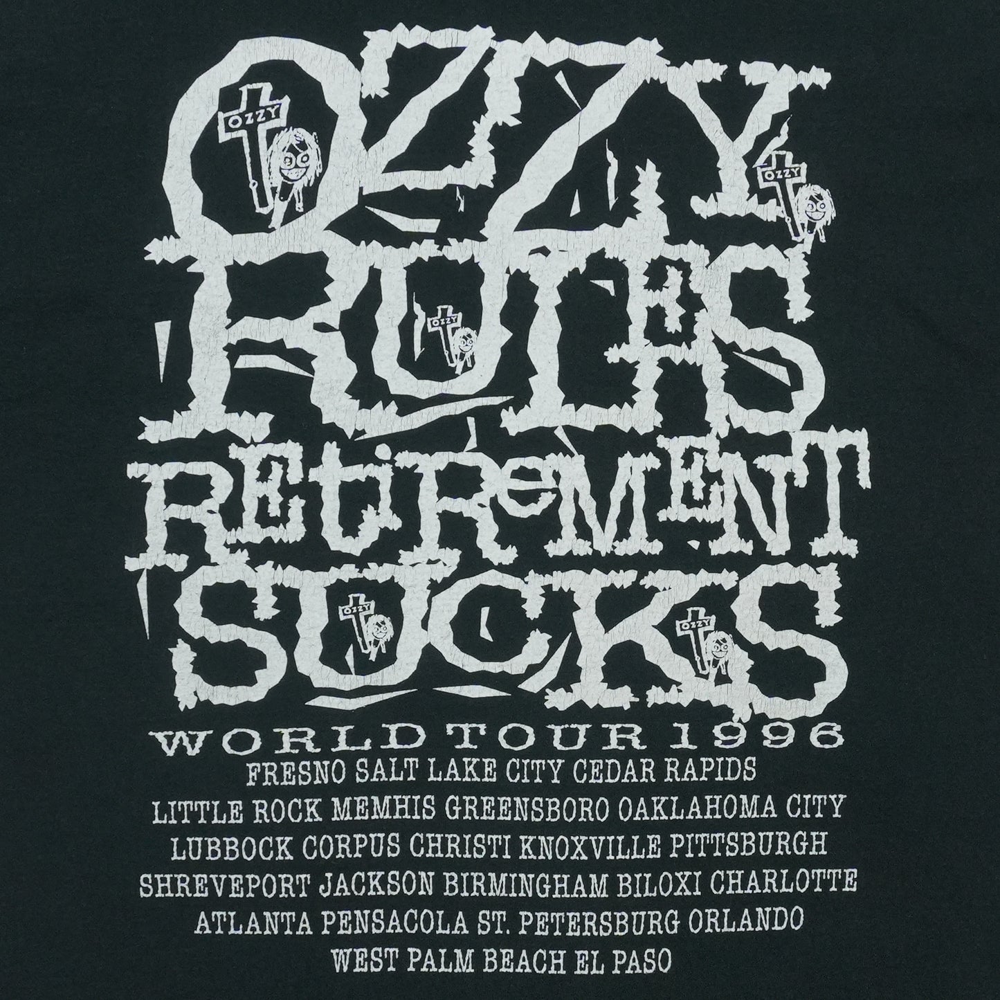 1996 Ozzy Osbourne Retirement Sucks World Tour Shirt Detail 2