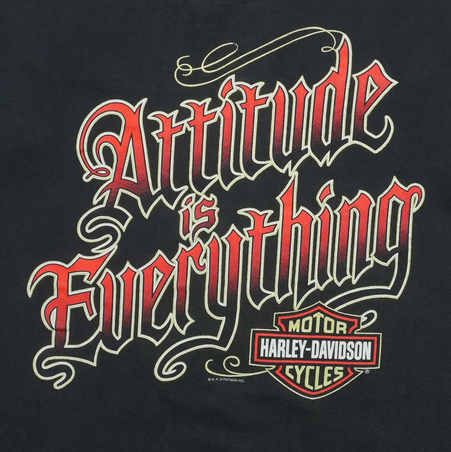 1989 Harley Davidson Butte Montana Attitude Is Everything Shirt Front Detail 1