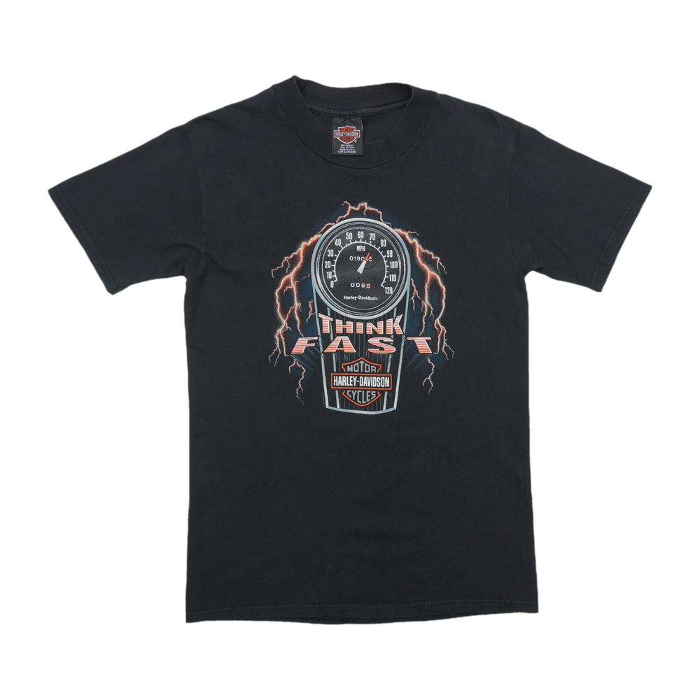 1990s Harley Davidson Think Fast Hays Kansas Shirt Front