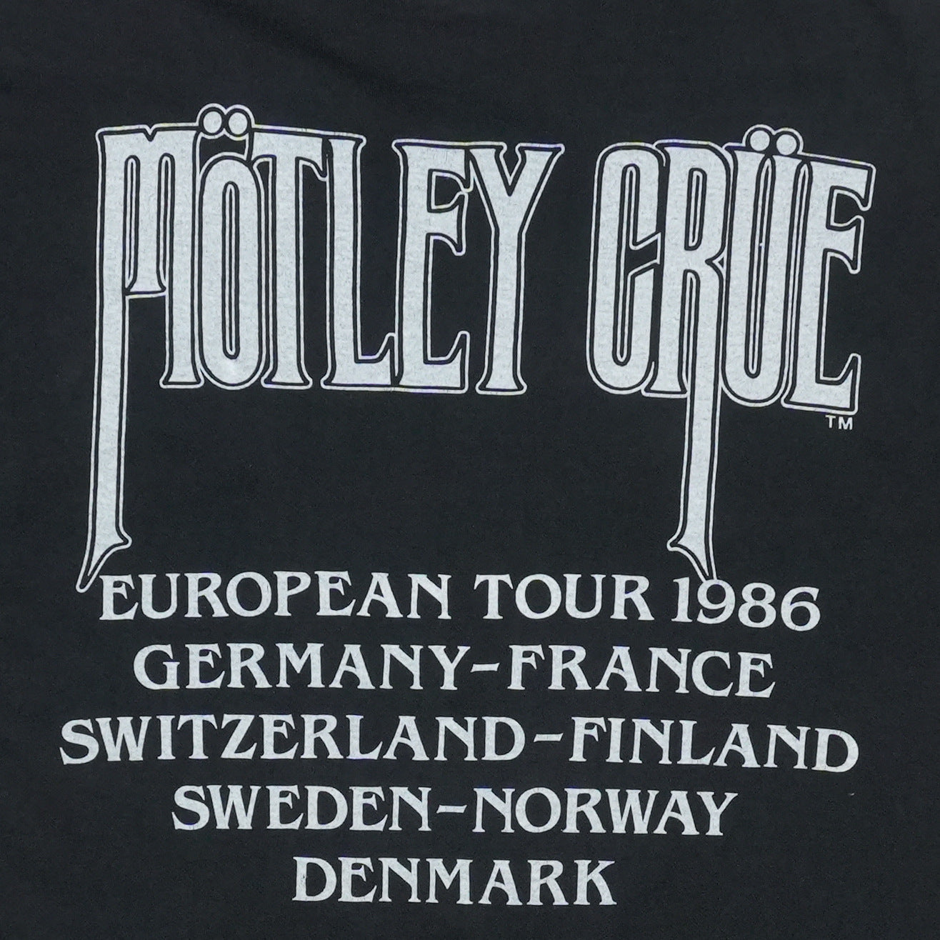 1986 Motley Crue European Tour Shirt Back Detail 1