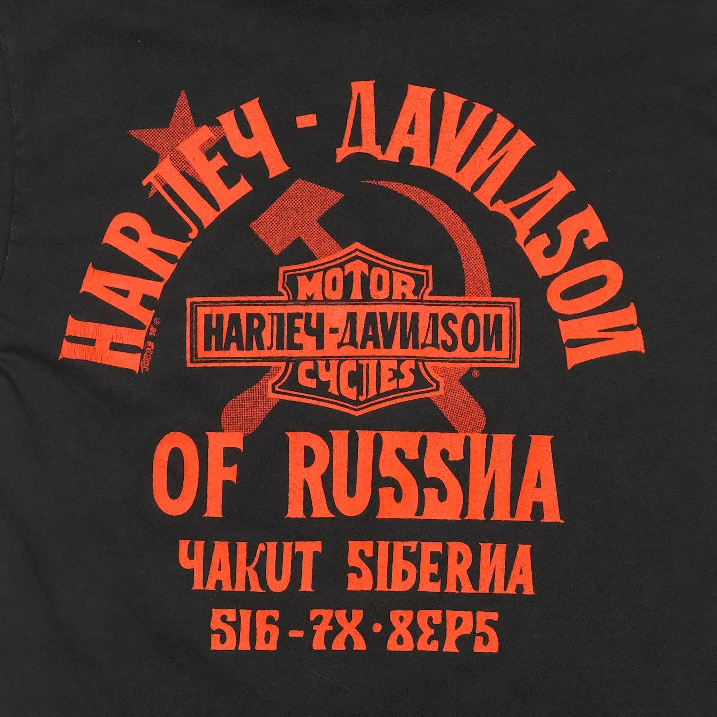 1990s Harley Davidson Of Russia Yakut Siberia Shirt Tag