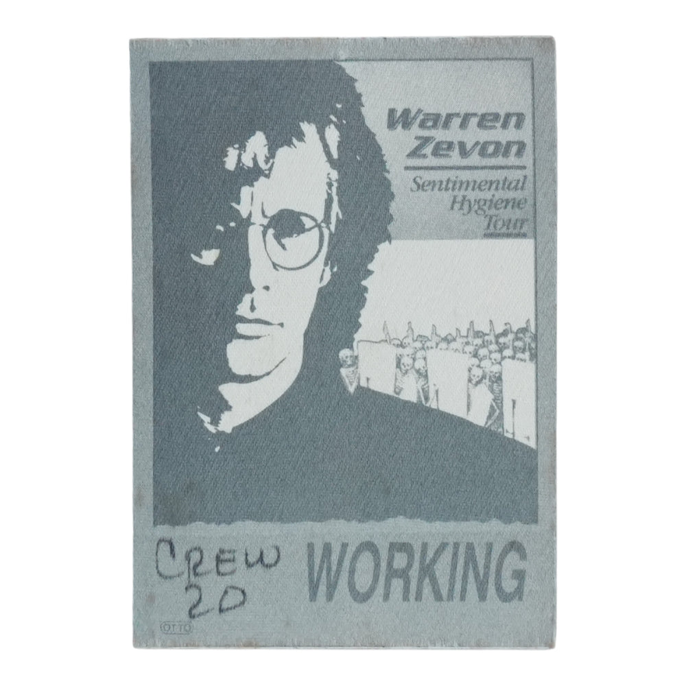 1987 Warren Zevon Sentimental Hygiene Tour Backstage Pass