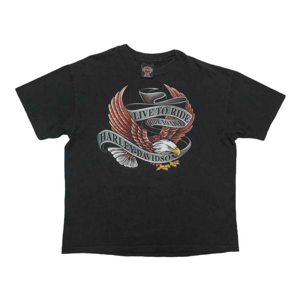 1990s Harley Davidson Live to Ride Eagle ShirtFront