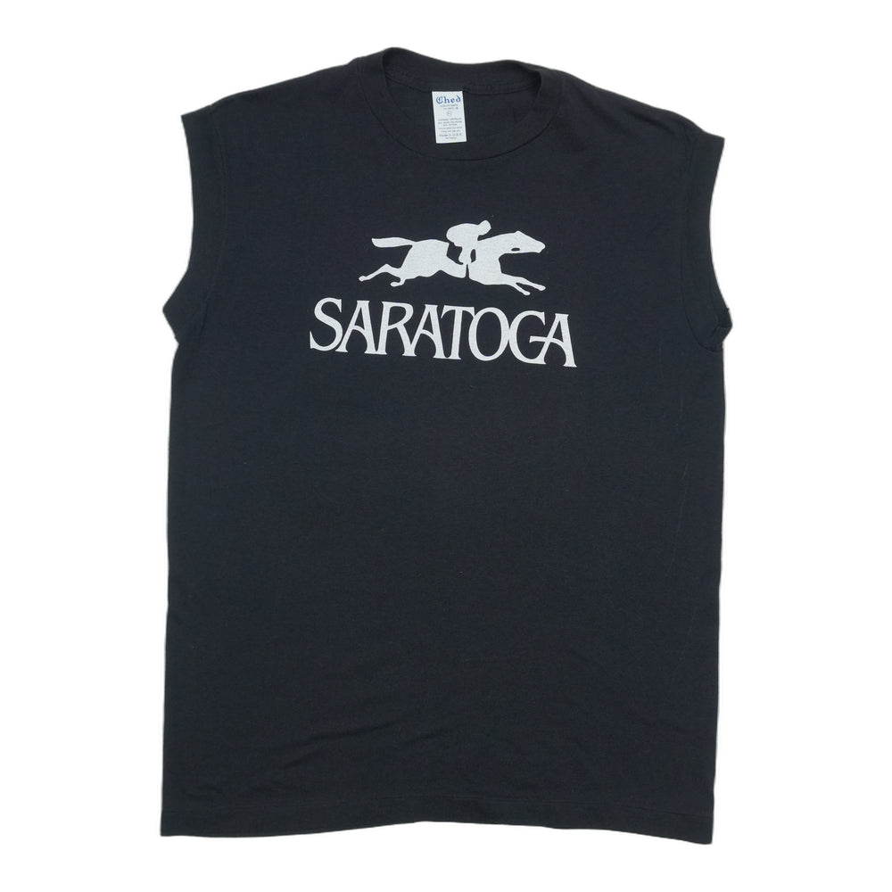 1980s Saratoga Horse Racing Sleeveless Shirt Front
