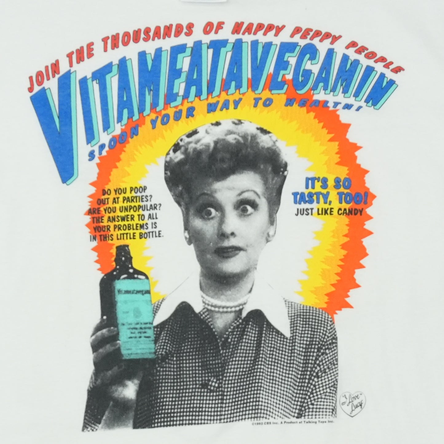 1992 I Love Lucy Vitameatavegamin Shirt Detail 2