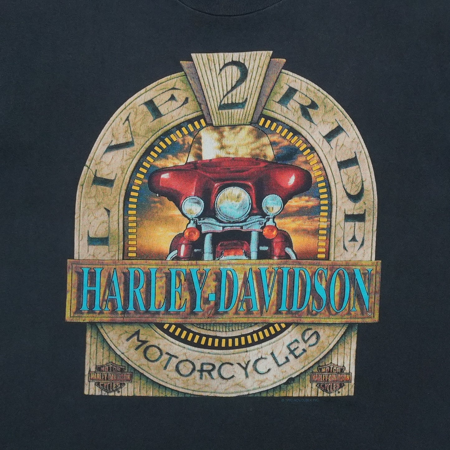 1992 Harley Davidson Live 2 Ride Badge ShirtFront Graphic