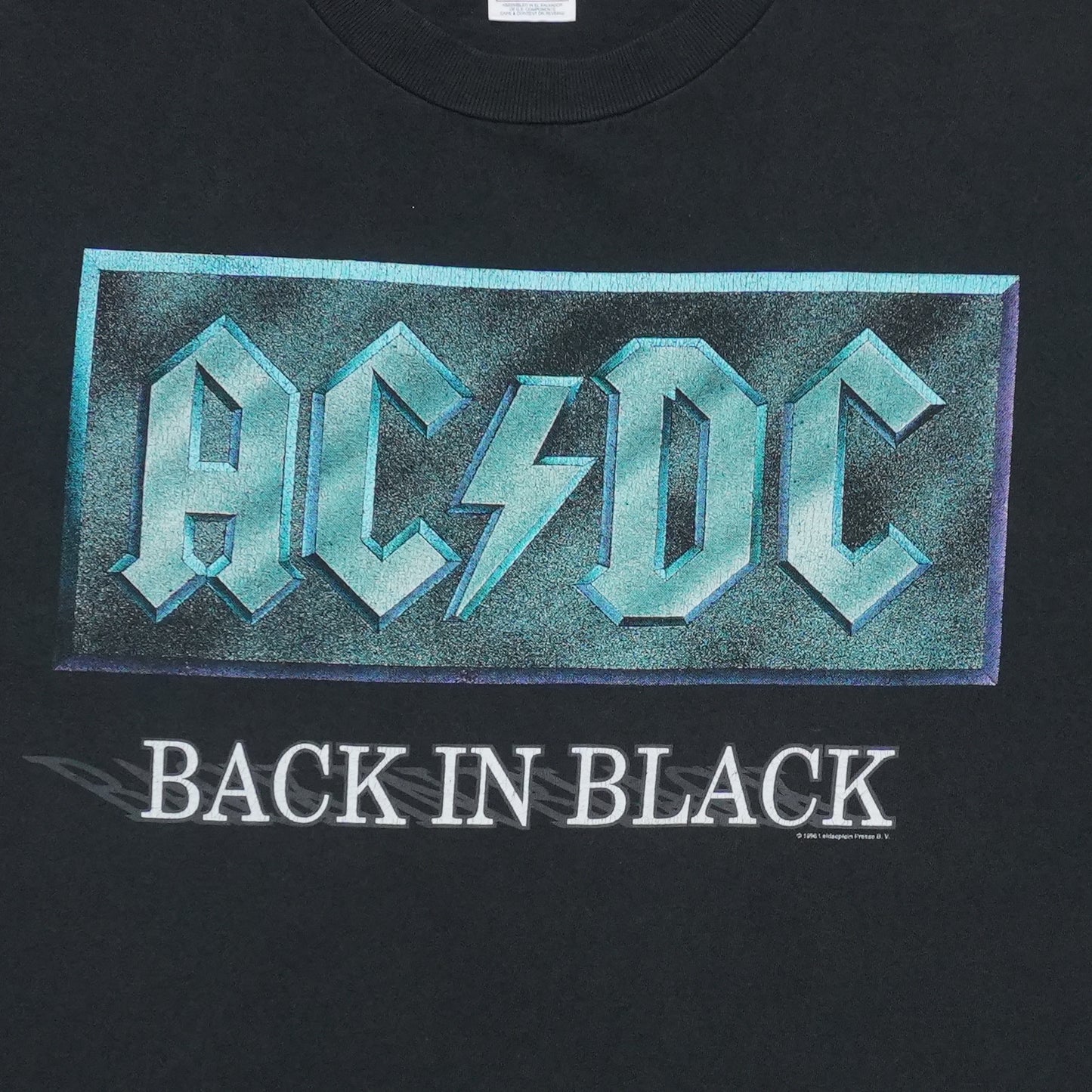 1996 AC/DC Back in Black Shirt Front Detail 1