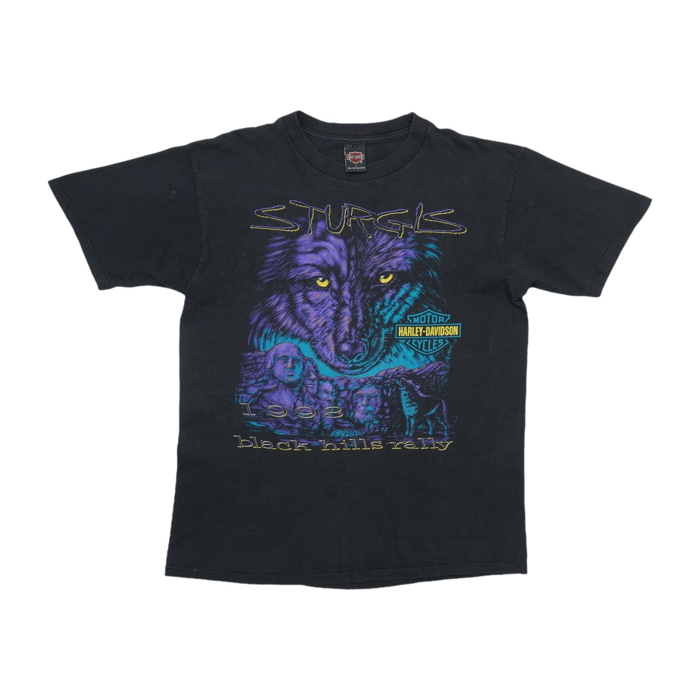 1998 Sturgis Black Hills Rally Wolf Shirt Front