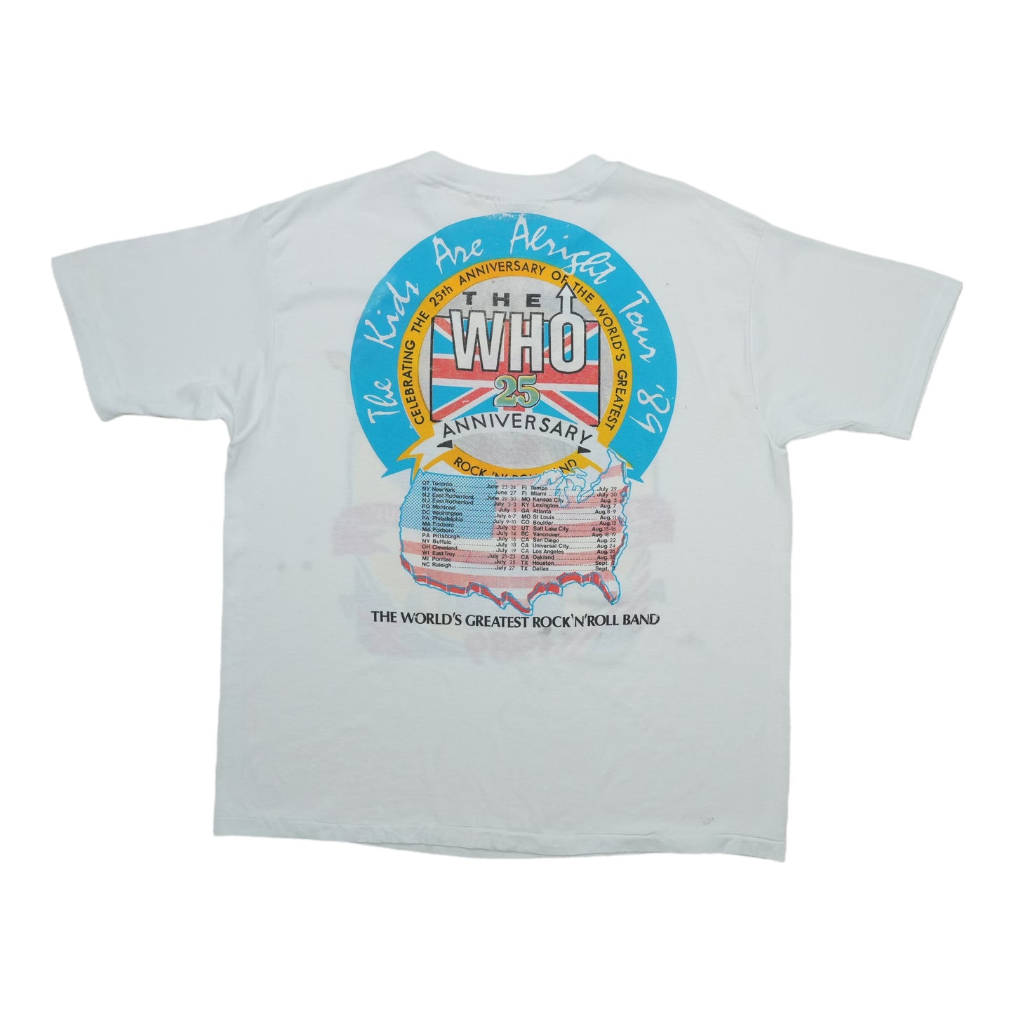 1989 The Who The Kids Are Alright Tour Shirt Back