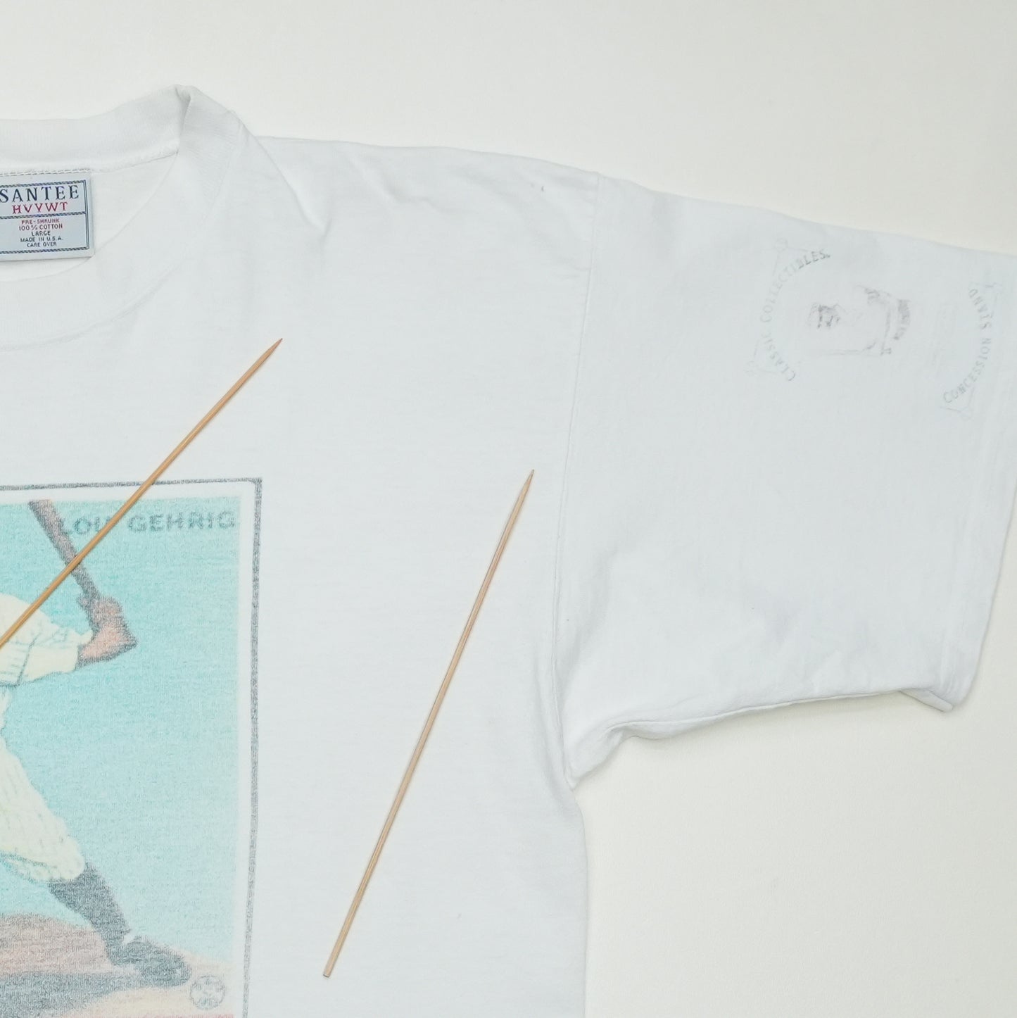 1990s Lou Gehrig Big League Chewing Gum Baseball Card Shirt Front Detail 3