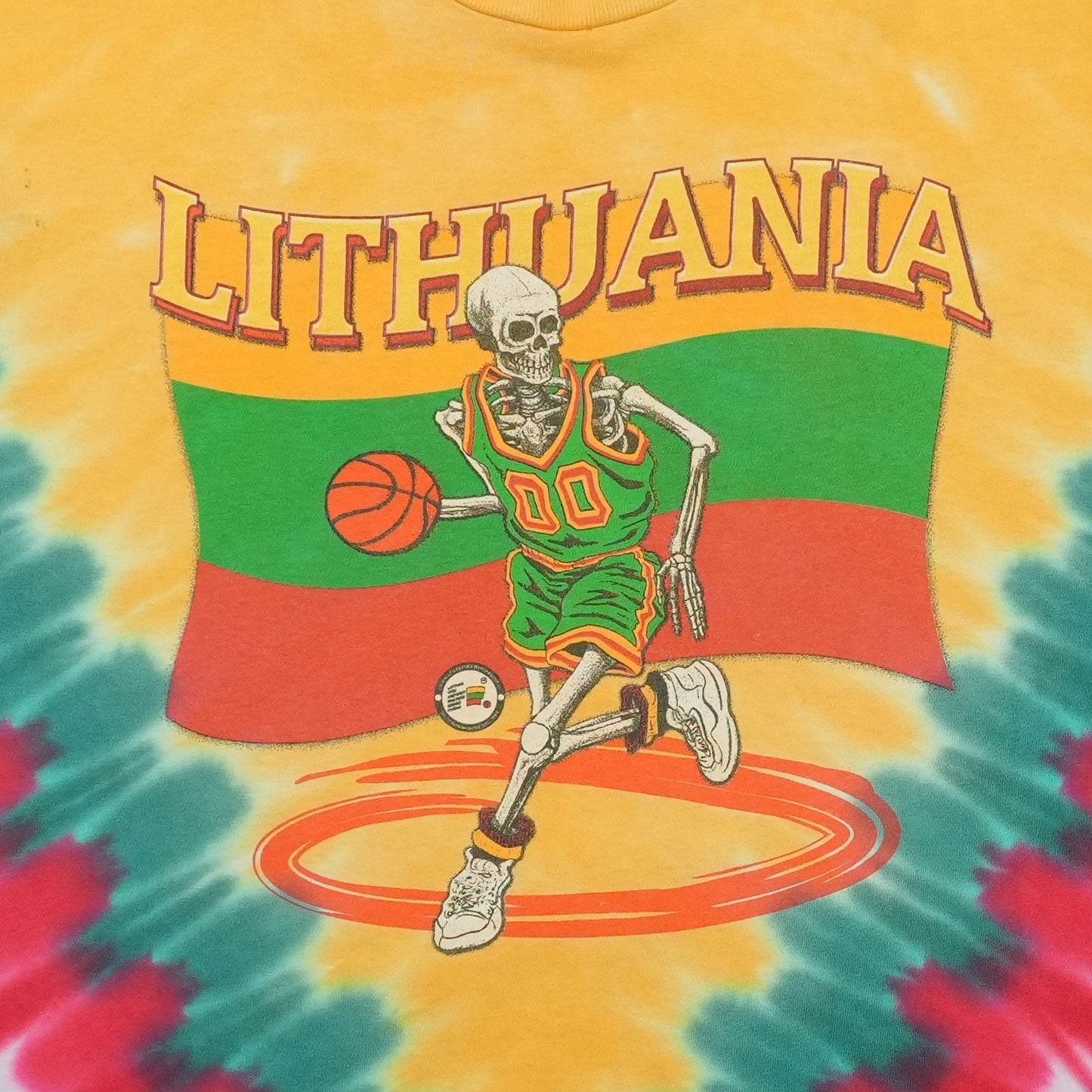 1992 Lithuania Basketball Tie Dye Shirt Front Graphic