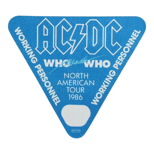 1986 AC/DC Who Made Who North American Tour Backstage Pass - front
